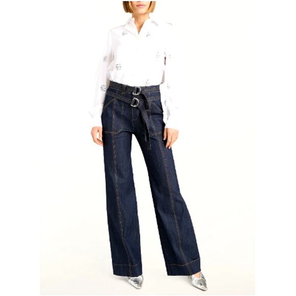 Cinq à Sept Women's Kenji Double Belted Wide Leg Pant 4 - Picture 12 of 12
